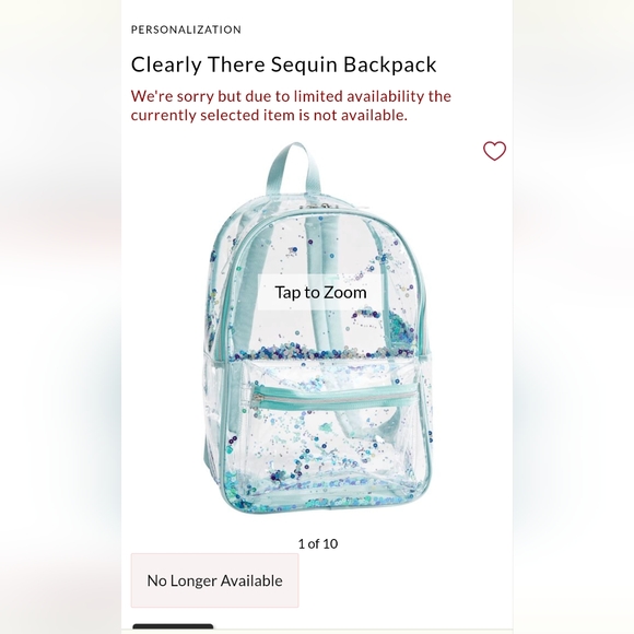 Brand New Pottery Barn Clear Sequin Backpack - Picture 2 of 2